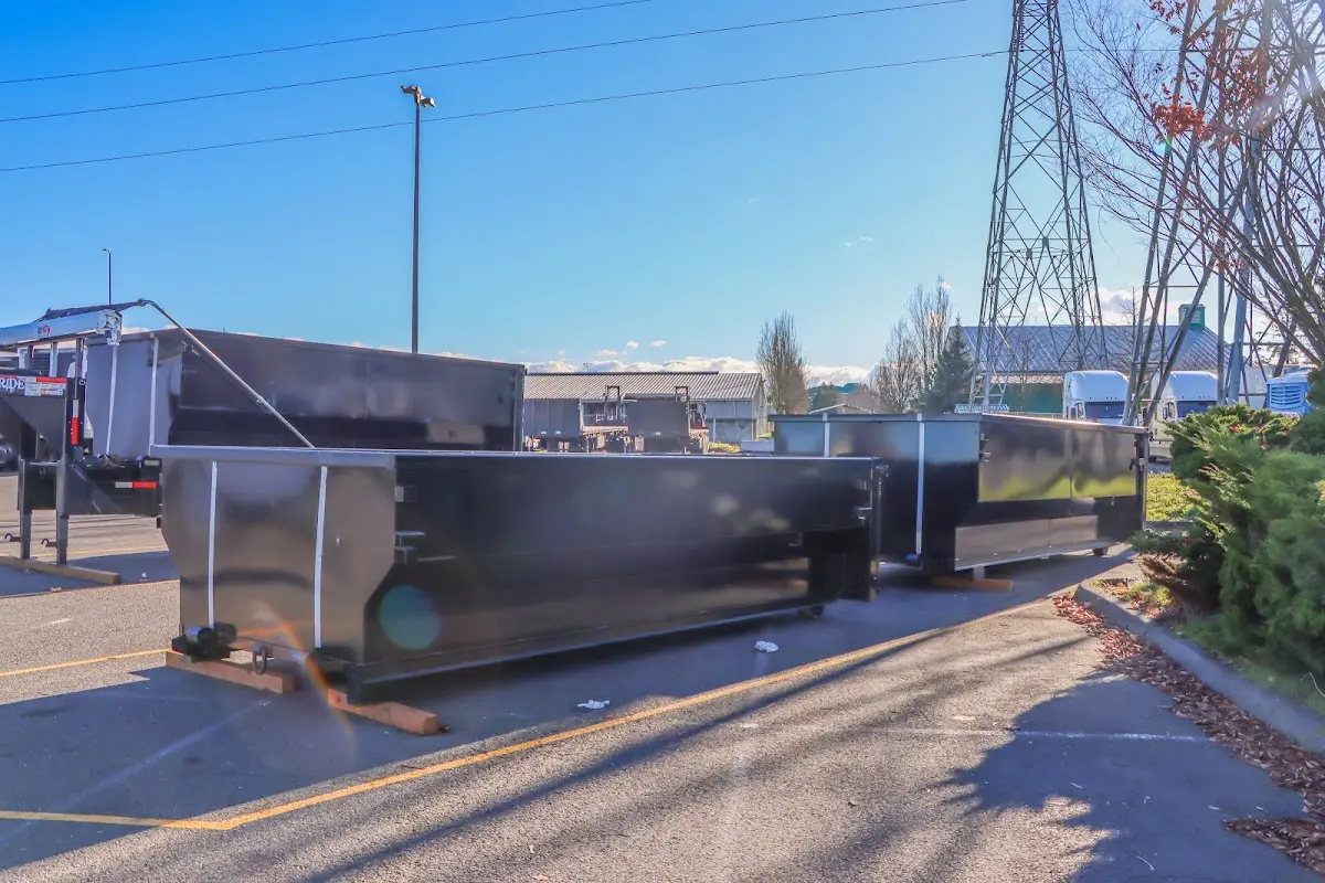 Roll-off dumpster ready for waste disposal at job site for Roll Off Dumpster Rental in Norfolk